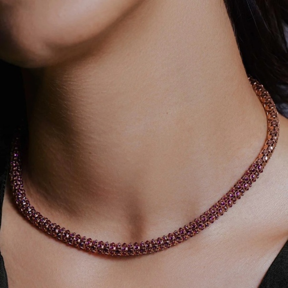 New Sterling Silver 925 CZ Rose Gold Plated Italian Necklace